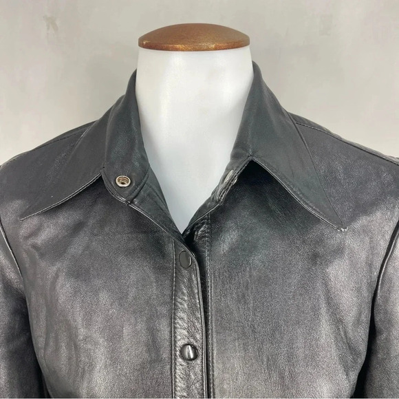Parallel Black Lambskin Leather Shirt/Jacket fitted shacket  Size 4 (Small) - Picture 3 of 14